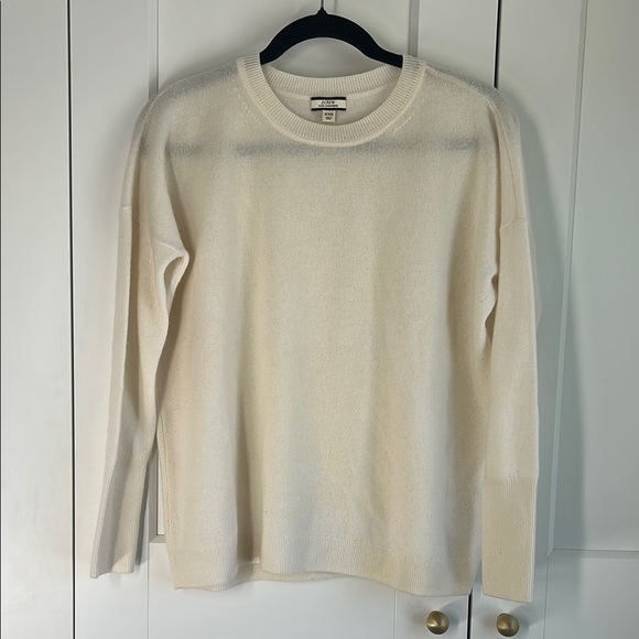 J Crew Cashmere Relaxed Crewneck Sweater - Cream | XXS - Picture 2 of 7
